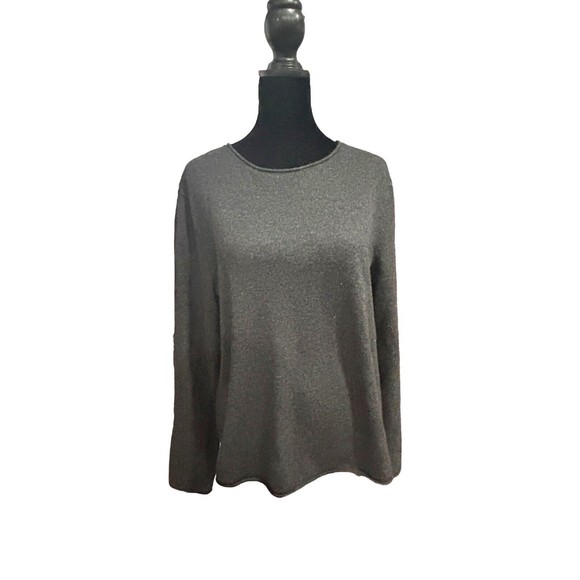 Sarah Spencer 100% Italian Merino Wool Sweater Charcoal Gray Women’s Size Large - Picture 2 of 9
